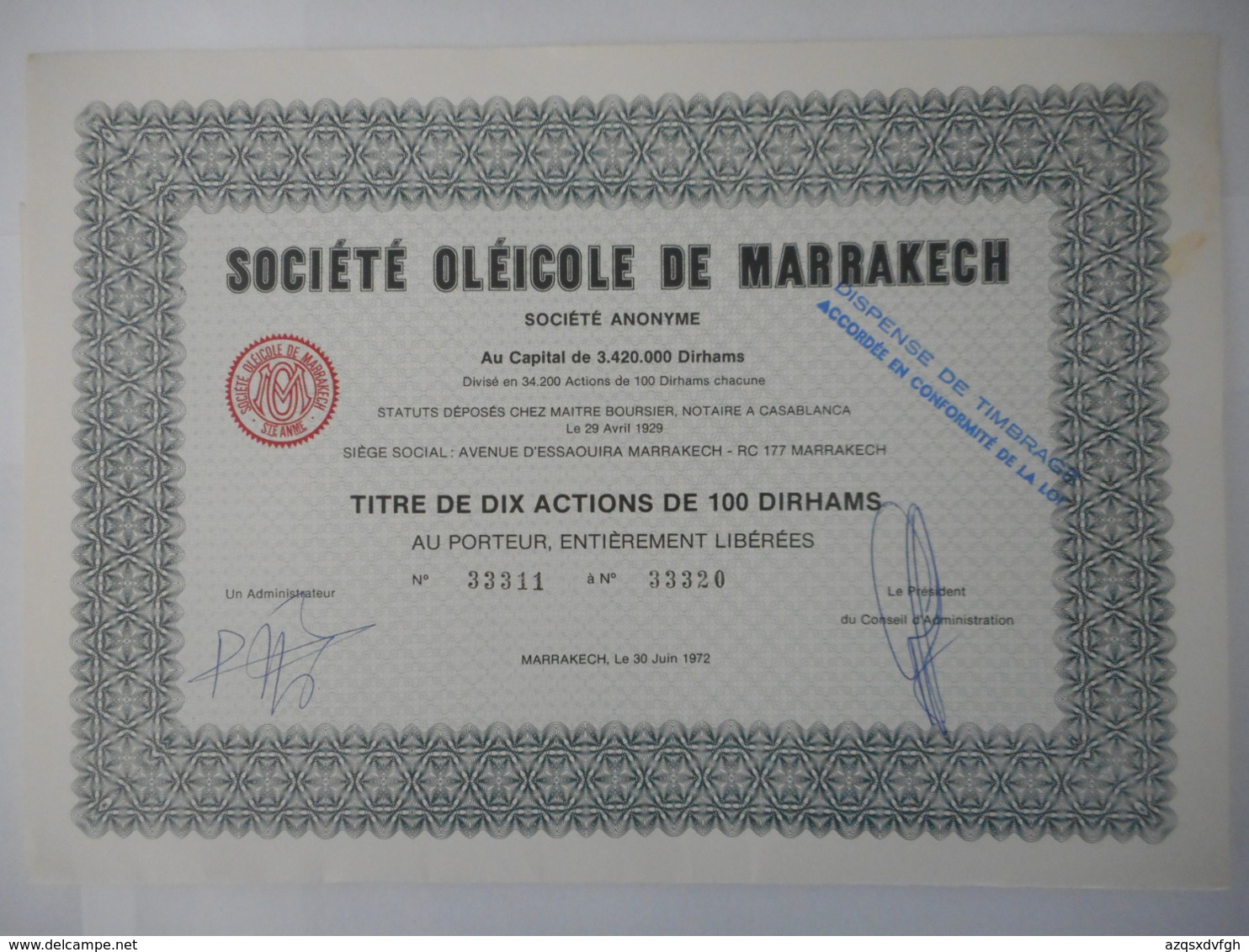 OLEICOLE De MARRAKECH (Famille Israel )         MAROC 1972    JAMAIS VU EN FRANCE - Mines