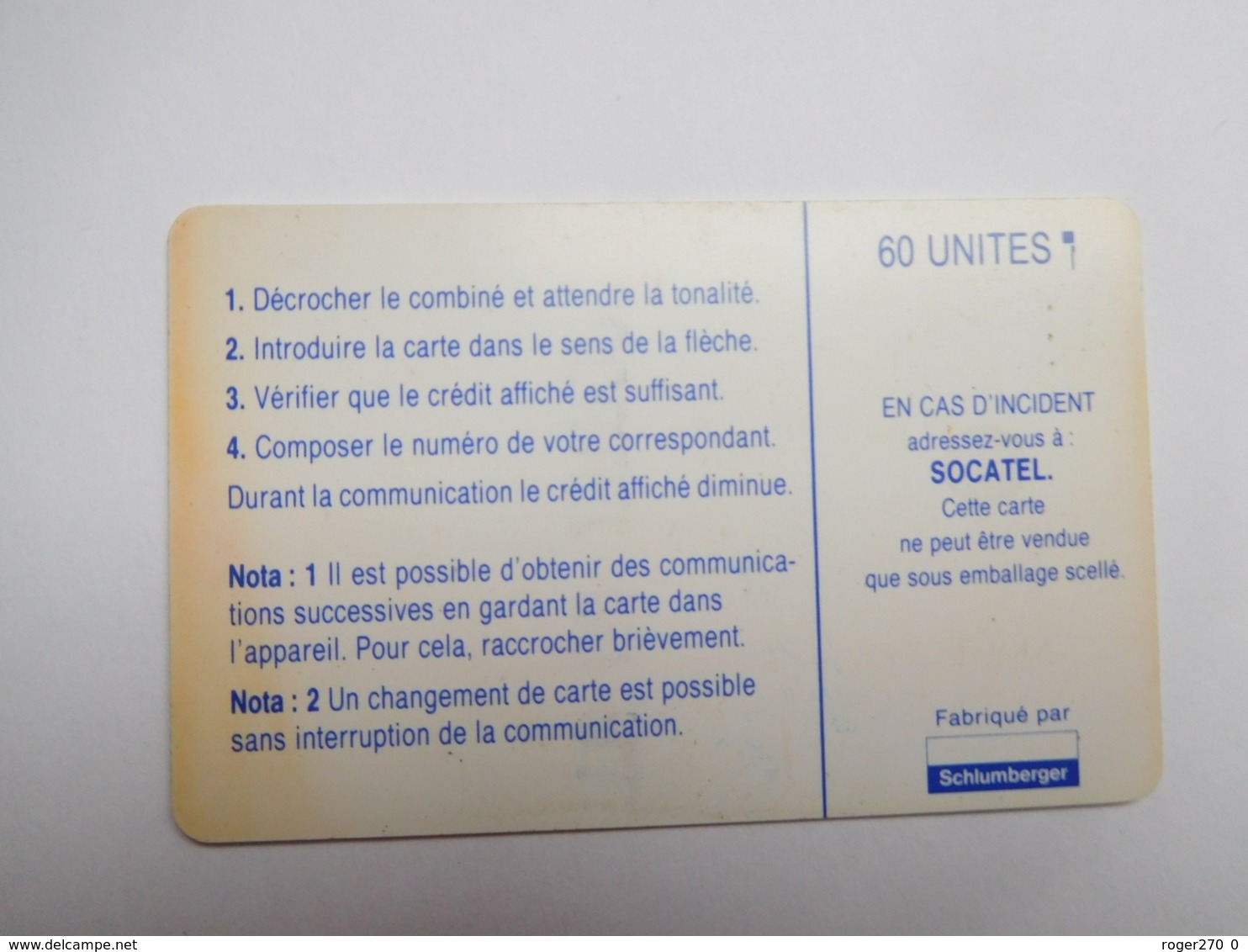 Télécarte République Centrafricaine , Socatel , 60 Unités - República Centroafricana