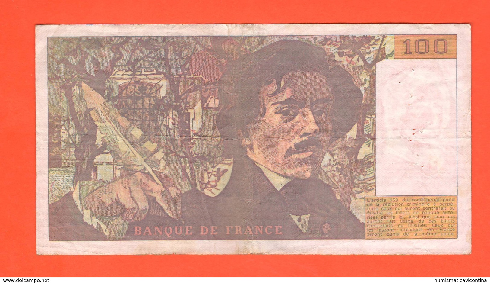 Delacroix 100 Francs 1990 France Francia - 100 F 1978-1995 ''Delacroix''