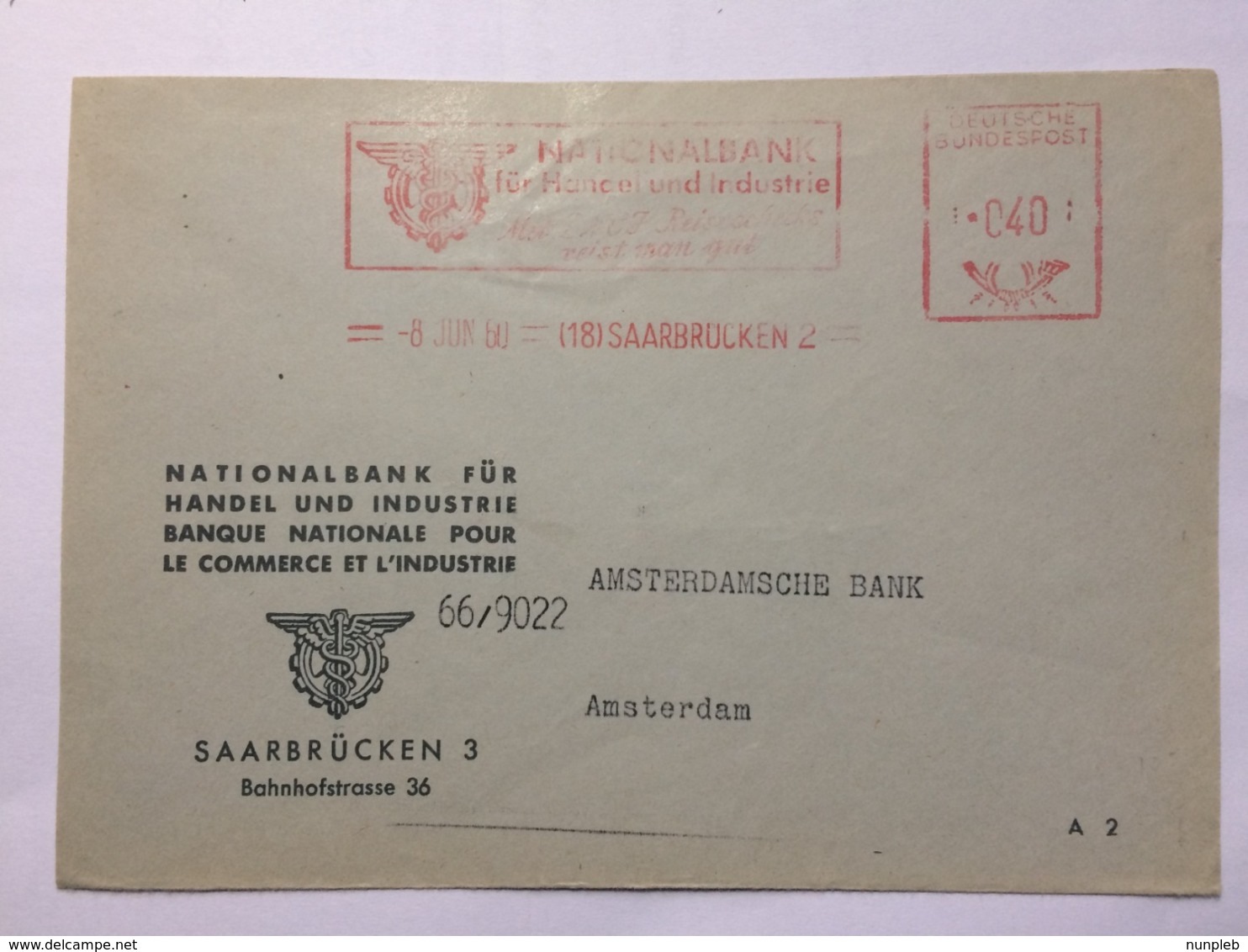 GERMANY 1960 Cover Saarbrucken Meter Mark To Amsterdam 40pf Rate - Briefe U. Dokumente