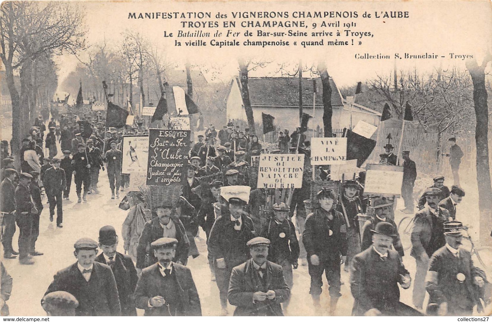 10-TROYES-MANISFESTATION DES VIGNERONS CHAMPENOIS 9 AVRIL 1911... - Troyes