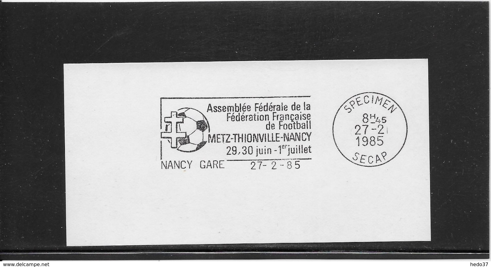 Thème Football - Flamme Secap SPECIMEN - Storia Postale