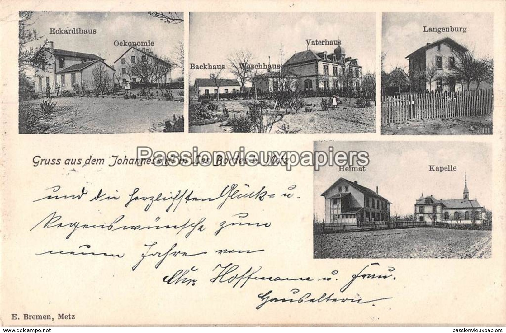 METZ  1906 JOHANNESSTIFT (MAISON Des PETITES SOEURS Des PAUVRES ?)  LES BORDES - Metz