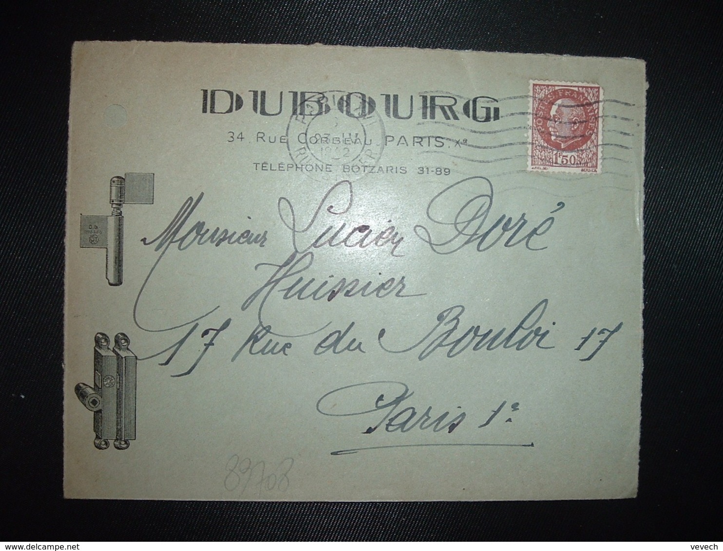 LETTRE TP PETAIN 1F50 OBLMEC.23 IV 1942 PARIS XVI + DUBOURG + GONDS - Autres & Non Classés