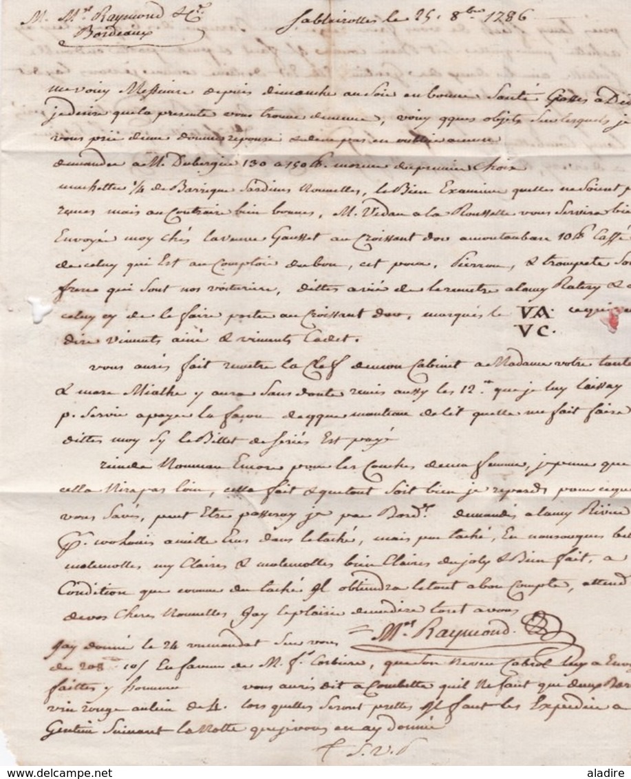 1786 - Marque Postale CASTRES L G DOC , Tarn Sur Lettre Avec Corresp  2 P De Sablayrolles Vers Bordeaux, Gironde - 1701-1800: Précurseurs XVIII