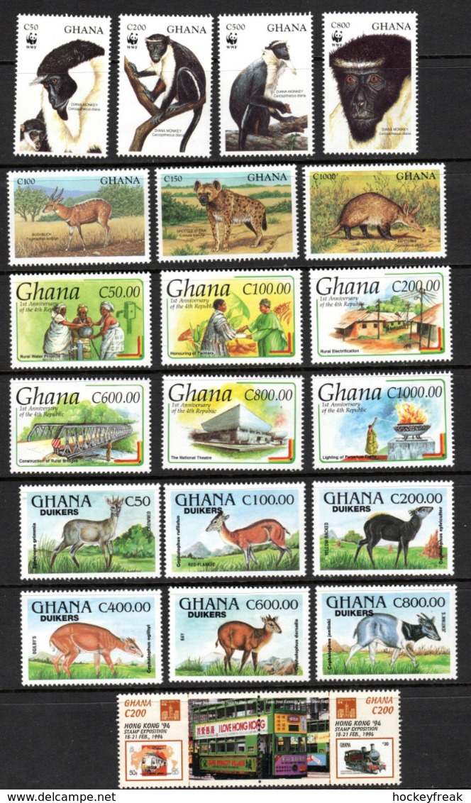 Ghana 1994 - 6 X HM Sets & 3 X Singles From Set - Cat £26.30 For MNH - MUST See Scans/full Description Below - Ghana (1957-...)