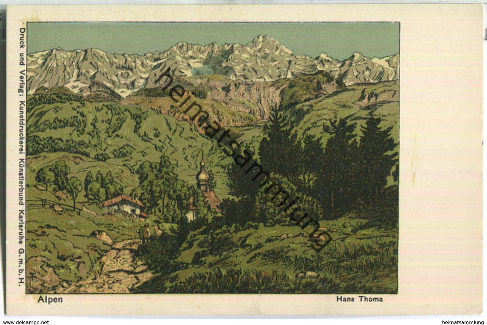 Hans Thoma - Alpen - Verlag Künstlerbund Karlsruhe - Beschrieben 1909 - Thoma, Hans