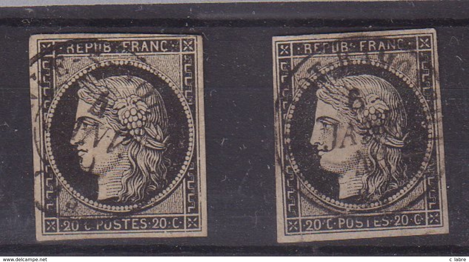 FRANCE : TYPE CERES . 2 EX OBL DU 4 Et 6 JANVIER . ( DEFAUTS ) . SIGNES . ET 1 EX DU 14 JANVIER SUR FGT . 1849 . - Other & Unclassified