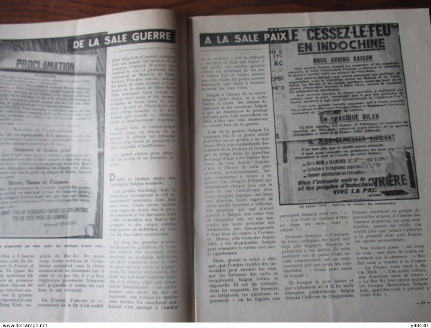 Revue - COMBATTANT D' INDOCHINE - n°29 de 1954 - Guerre d' INDOCHINE de 1946 à 1954 - 50 pages - 24 photos