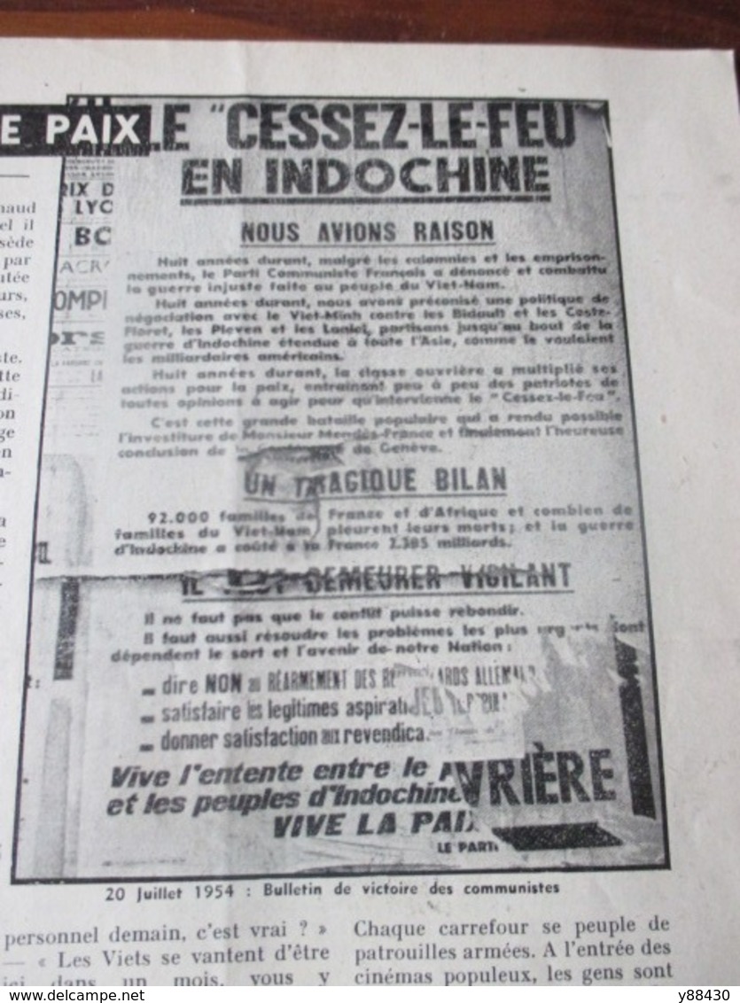 Revue - COMBATTANT D' INDOCHINE - n°29 de 1954 - Guerre d' INDOCHINE de 1946 à 1954 - 50 pages - 24 photos