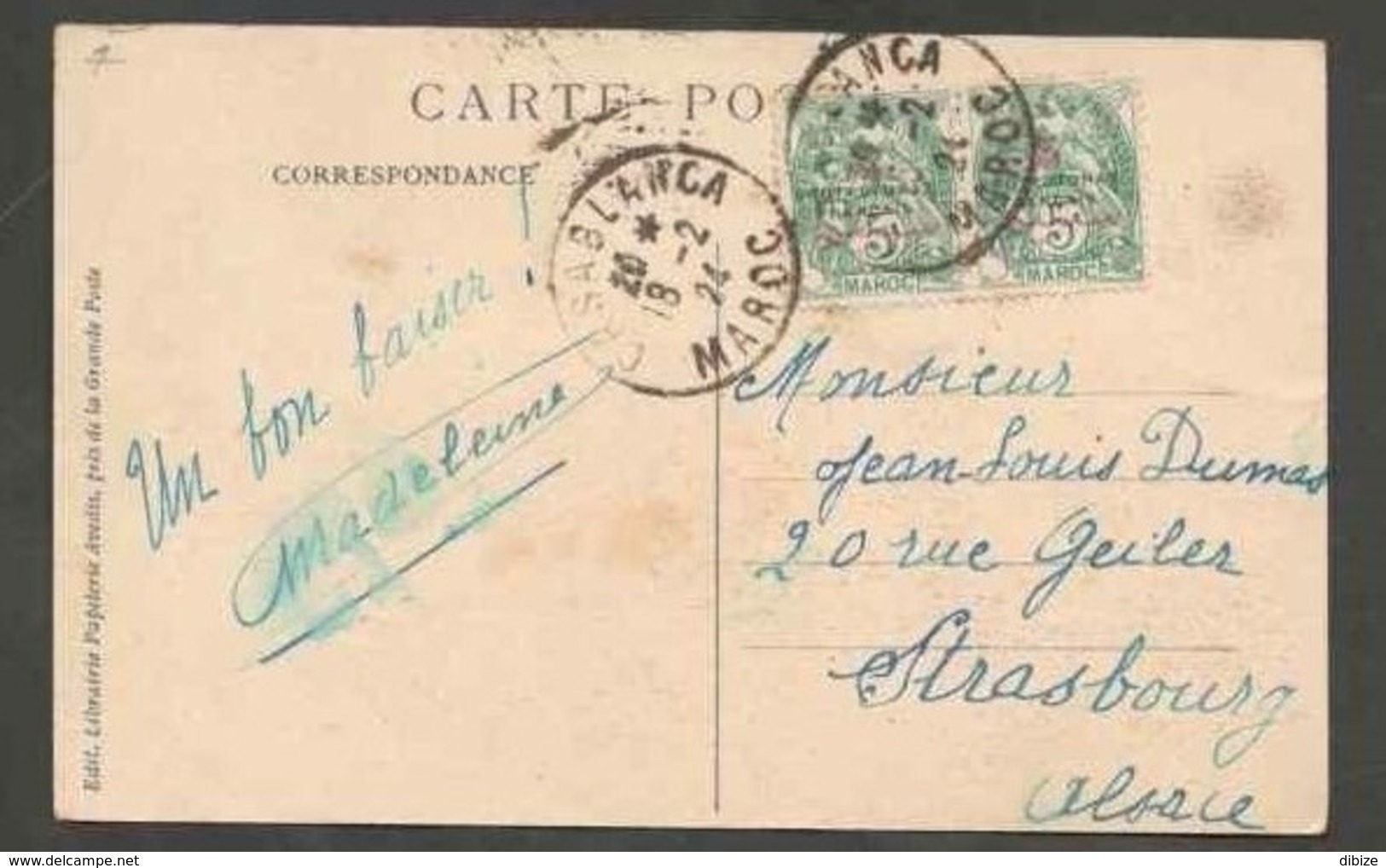 CPSM. Maroc. Casablanca. Le Phare D'El Hank. Circulé. 2 Timbres. 2 Cachets. 1924.Etat Moyen. - Faros