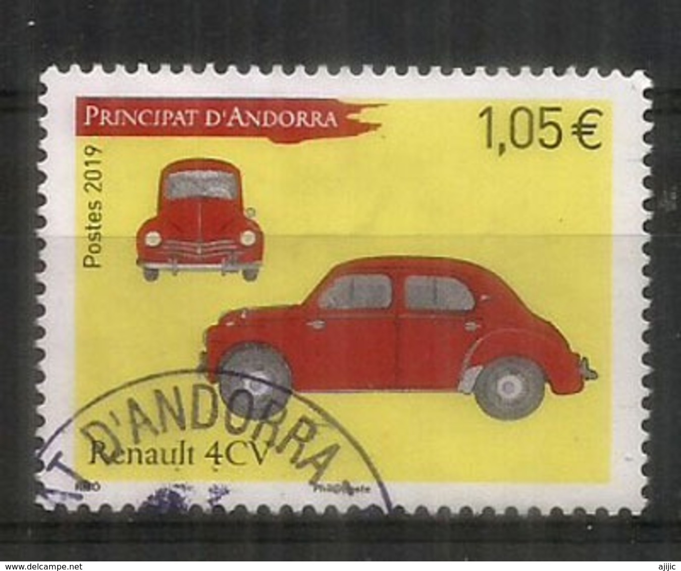 ANDORRA. Renault 4CV, Année 1947. Un Timbre Oblitéré 2019, 1 ère Qualité - Gebraucht