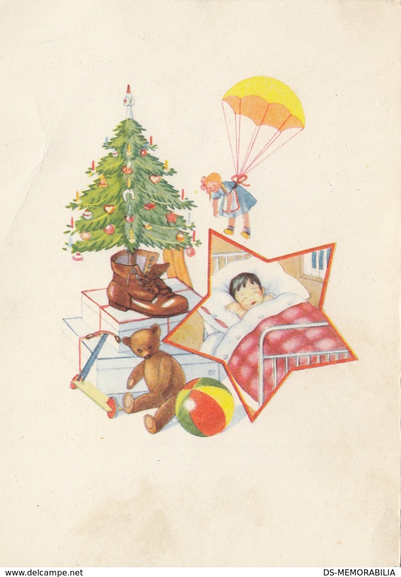 Christmas Tree Teddy Bear Doll Ball Romobil Postcard - Giochi, Giocattoli