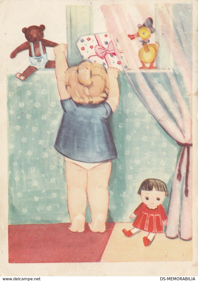 Child W Teddy Bear Doll Duck Toy Postcard - Giochi, Giocattoli