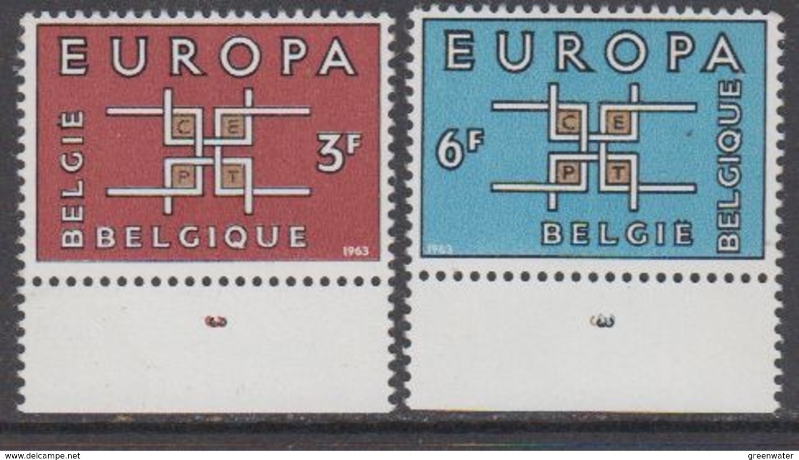 Europa Cept 1963 Belgium 2v (plate Number In Margin) ** Mnh (44821C) - 1963