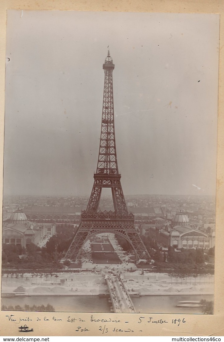 240919C - 2 PHOTOS 1896 - 75 PARIS Tour Eiffel Vue De La Tour Est Du Trocadéro - 10 RICEY église - Eiffelturm