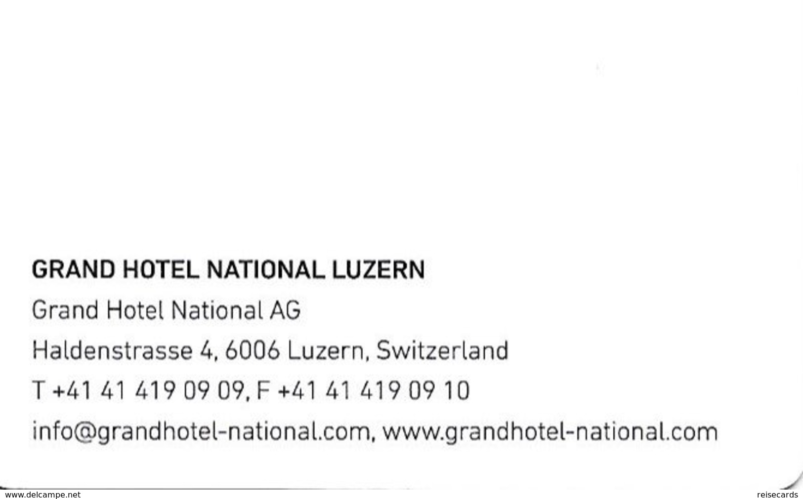 Switzerland: Grand Hotel National Luzern - Hotelkarten