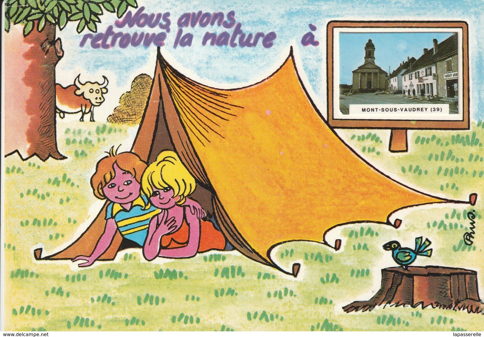 39- Carte Humour-Nous Avons Retrouvé La Nature à Mont Sous Vaudrey 1987 (vue Sur L'hotel Du Val D'Amour) - Sonstige & Ohne Zuordnung