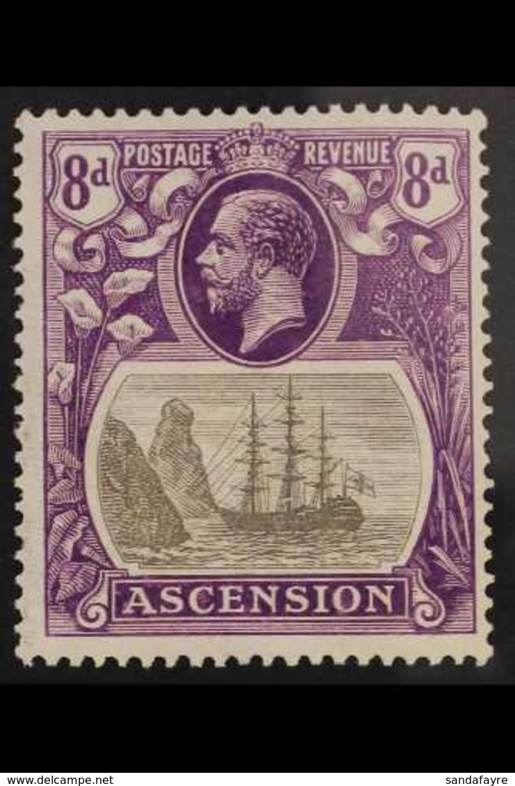 1924 8d Grey Black And Bright Violet, Variety "Broken Mainmast", SG 17a, Very Fine Mint. For More Images, Please Visit H - Ascensione