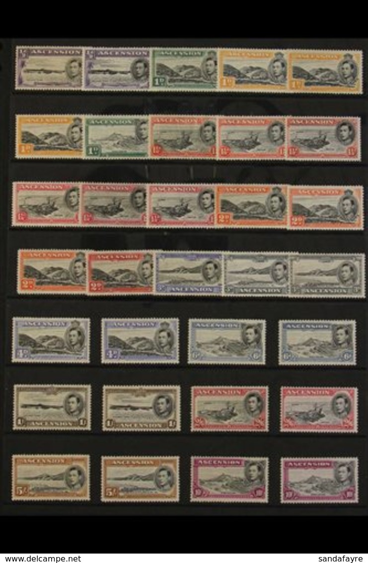 1938-52 KGVI Pictorial Definitive Set With ALL SG Listed Perforation & Shade Variants Presented On A Stock Card, SG 38/4 - Ascensione
