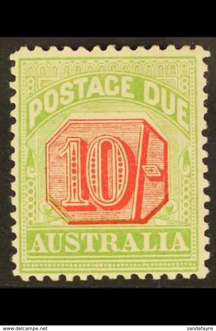 POSTAGE DUE 1909-10 10 Shilling Rosine & Yellow Green, SG D72, Very Fine Mint For More Images, Please Visit Http://www.s - Other & Unclassified