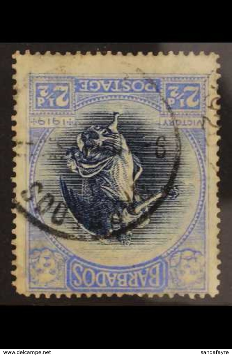 1920-21 Victory 2½d Indigo And Ultramarine, Watermark INVERTED, SG 205w, Cds Used. Cat £180. For More Images, Please Vis - Barbados (...-1966)