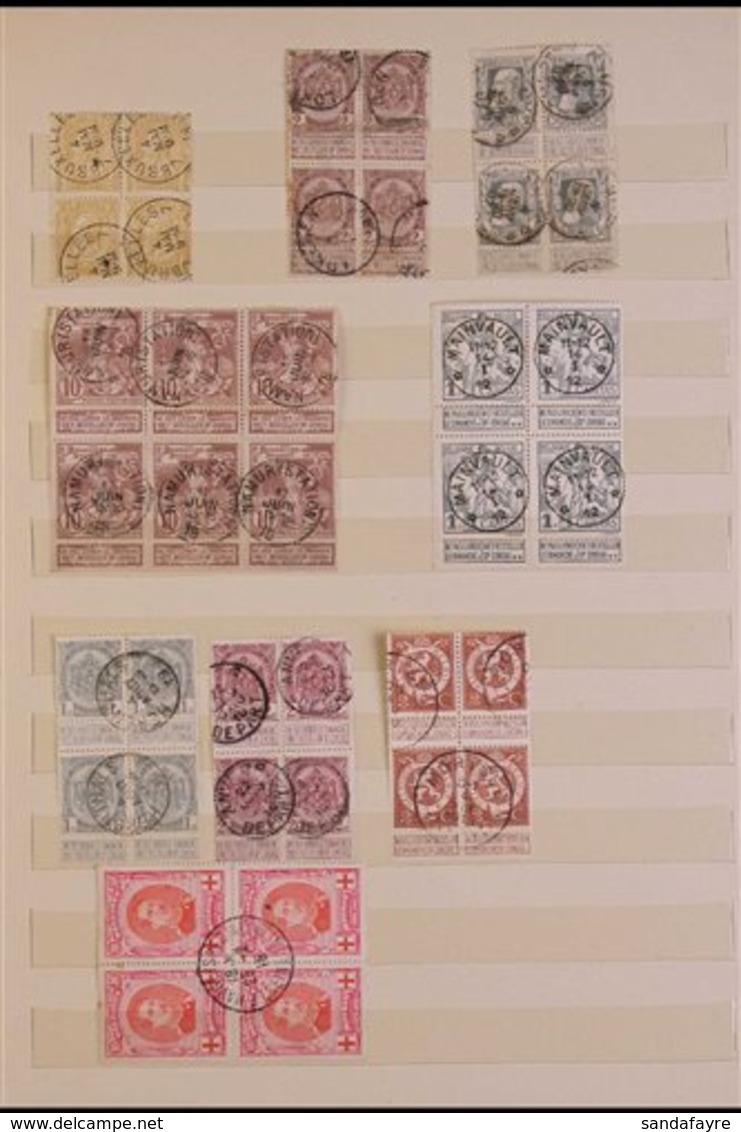 1884-1939 USED BLOCKS OF FOUR. A Collection Of All Different  Used Blocks Of 4 On Stock Pages, Inc 1914 Red Cross - King - Other & Unclassified