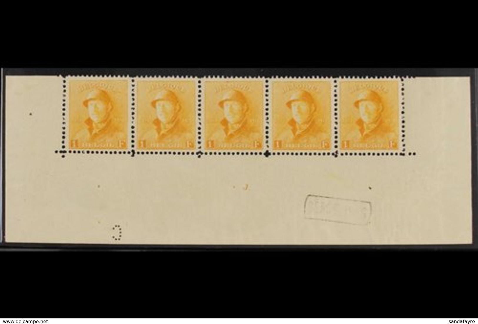 1919 1f Orange King Albert Tin Hat (COB 175, Michel 155, SG 247), Very Fine Mint (three Stamps Incl The Variety Are Neve - Other & Unclassified