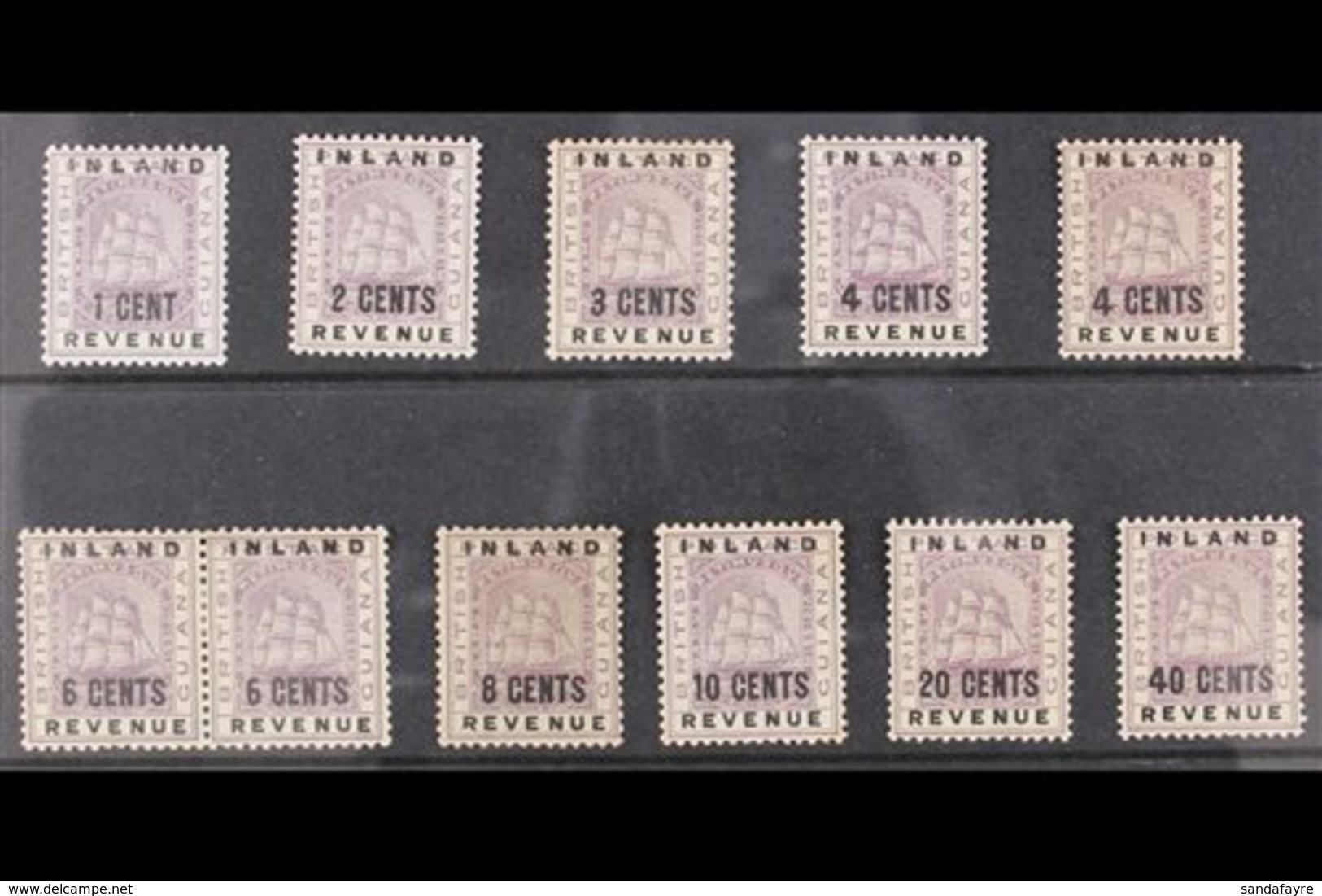 1888-89 "INLAND REVENUE" Surcharges Set To 40c, SG 175/83, Including Both Types 4c And 6c - The 6c In Se-tenant Horizont - British Guiana (...-1966)