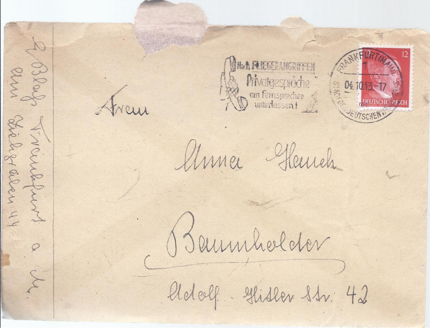 AK-div.28-480   - Brief Von Frankfurt Nach Baumholder Mit Inhalt - Correos Privados & Locales