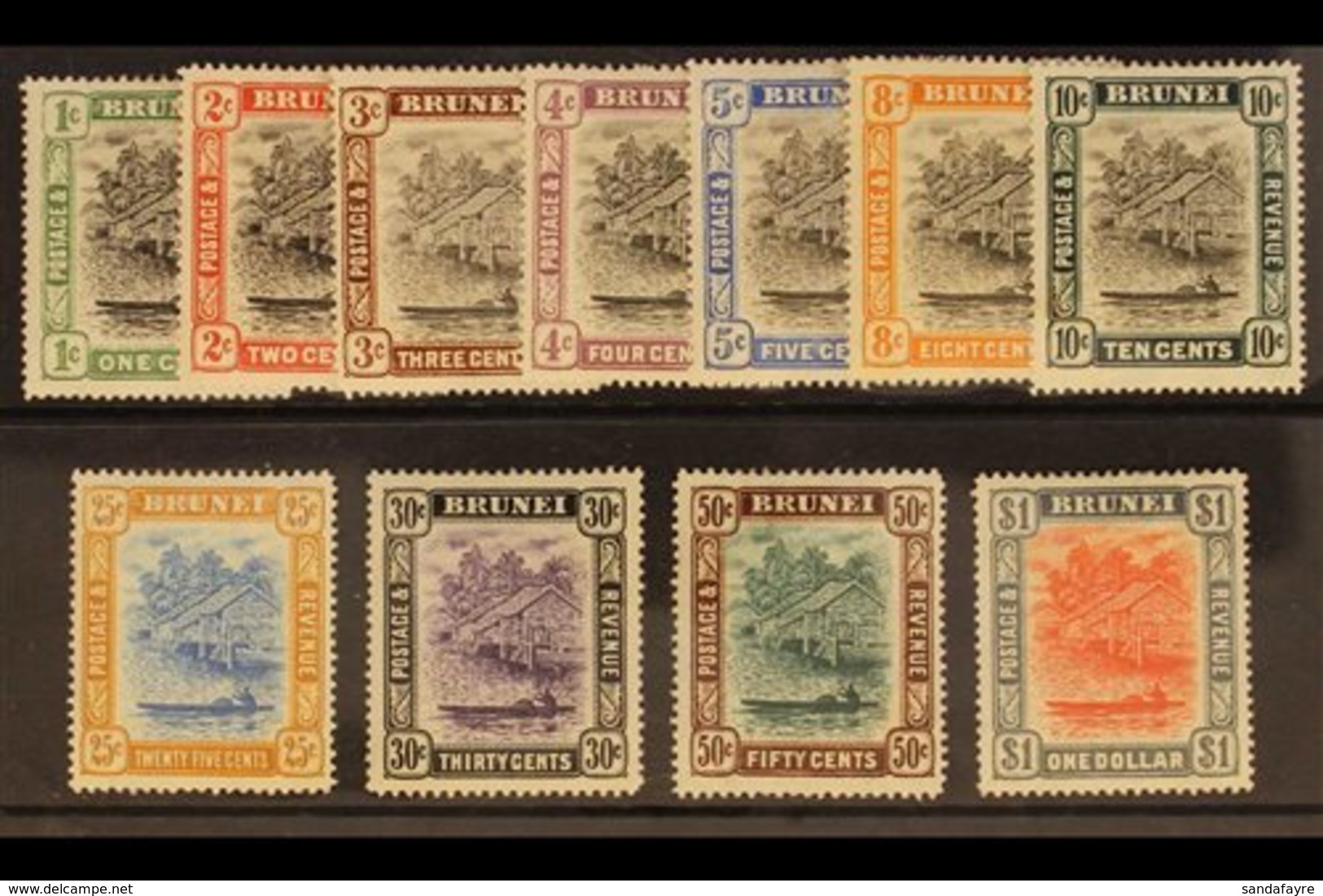 1907-10 "View On Brunei River" Complete Set, SG 23/33, Fine Mint. (11 Stamps) For More Images, Please Visit Http://www.s - Brunei (...-1984)