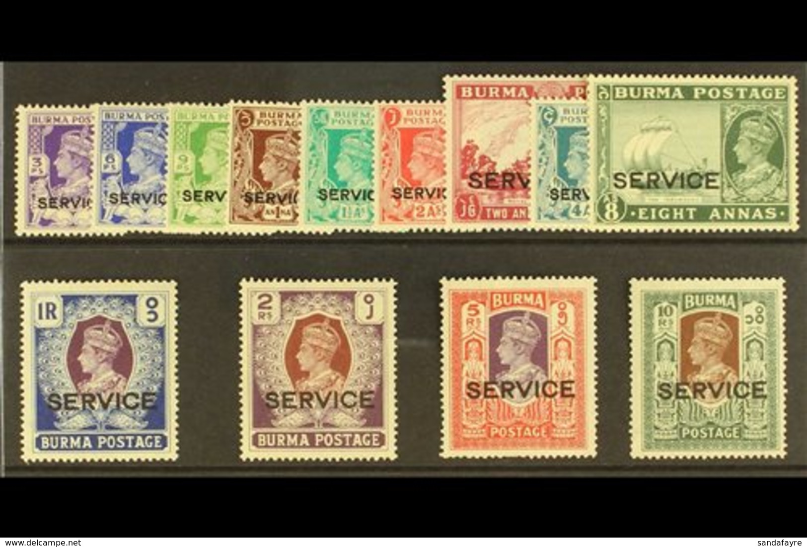 OFFICIALS 1939 Set Complete, SG O15/O27, Very Fine Mint (13 Stamps, 5r With Perf Faults) For More Images, Please Visit H - Burma (...-1947)
