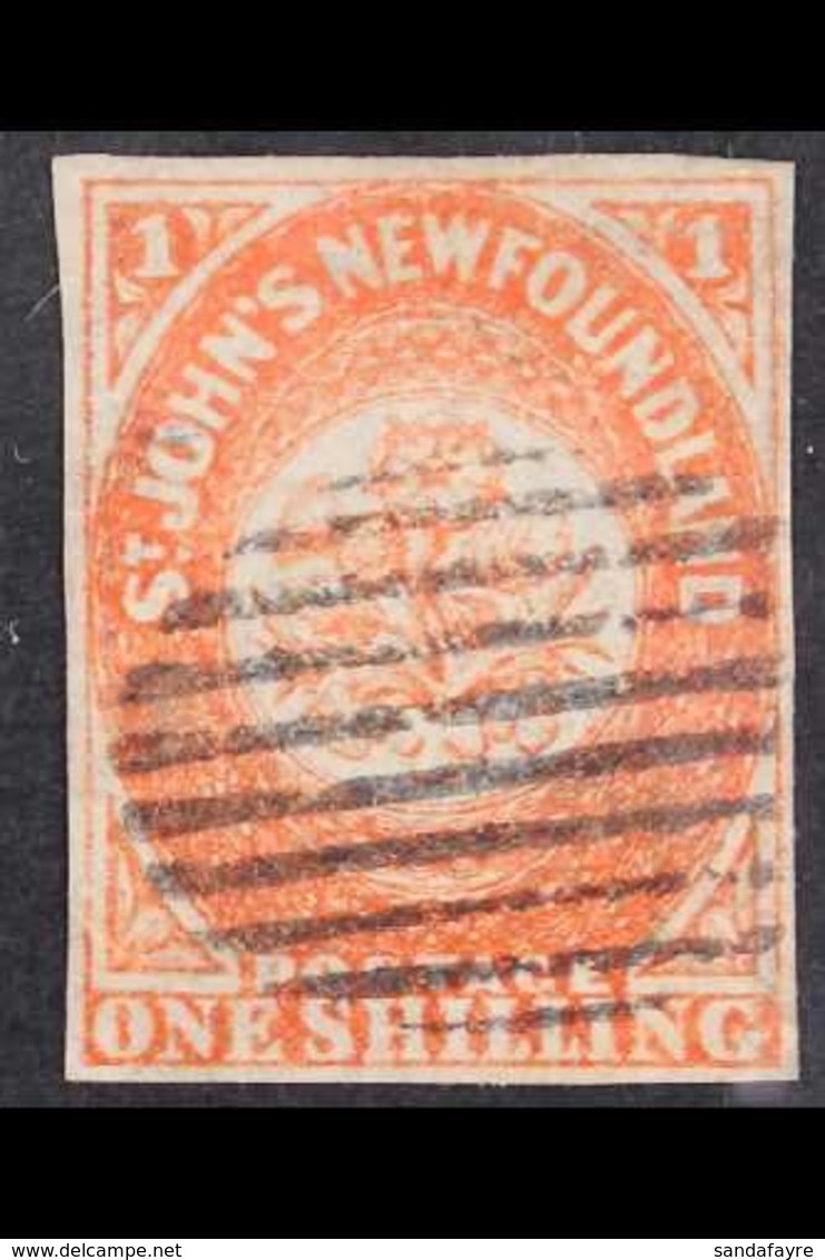 1860 1s Orange - Vermilion Imperf, SG 15, Very Fine Used With 4 Good Neat Margins, A Beautiful Example Of The Rarest Of  - Altri & Non Classificati