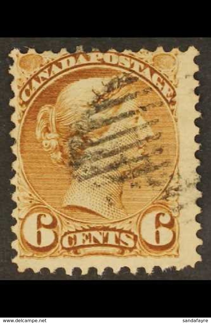 1870-93 6c Yellow-brown Small Queen With SEMI-MAJOR RE-ENTRY - COMPLETE LOWER FRAMELINE DOUBLED, Unitrade 39iii, Fine Us - Other & Unclassified