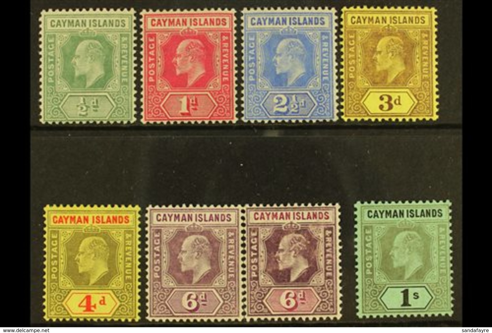 1907-09 MCA Wmk Set Inc Both 6d Shades To 1s, SG 25/31, Fine Mint (8 Stamps) For More Images, Please Visit Http://www.sa - Cayman Islands