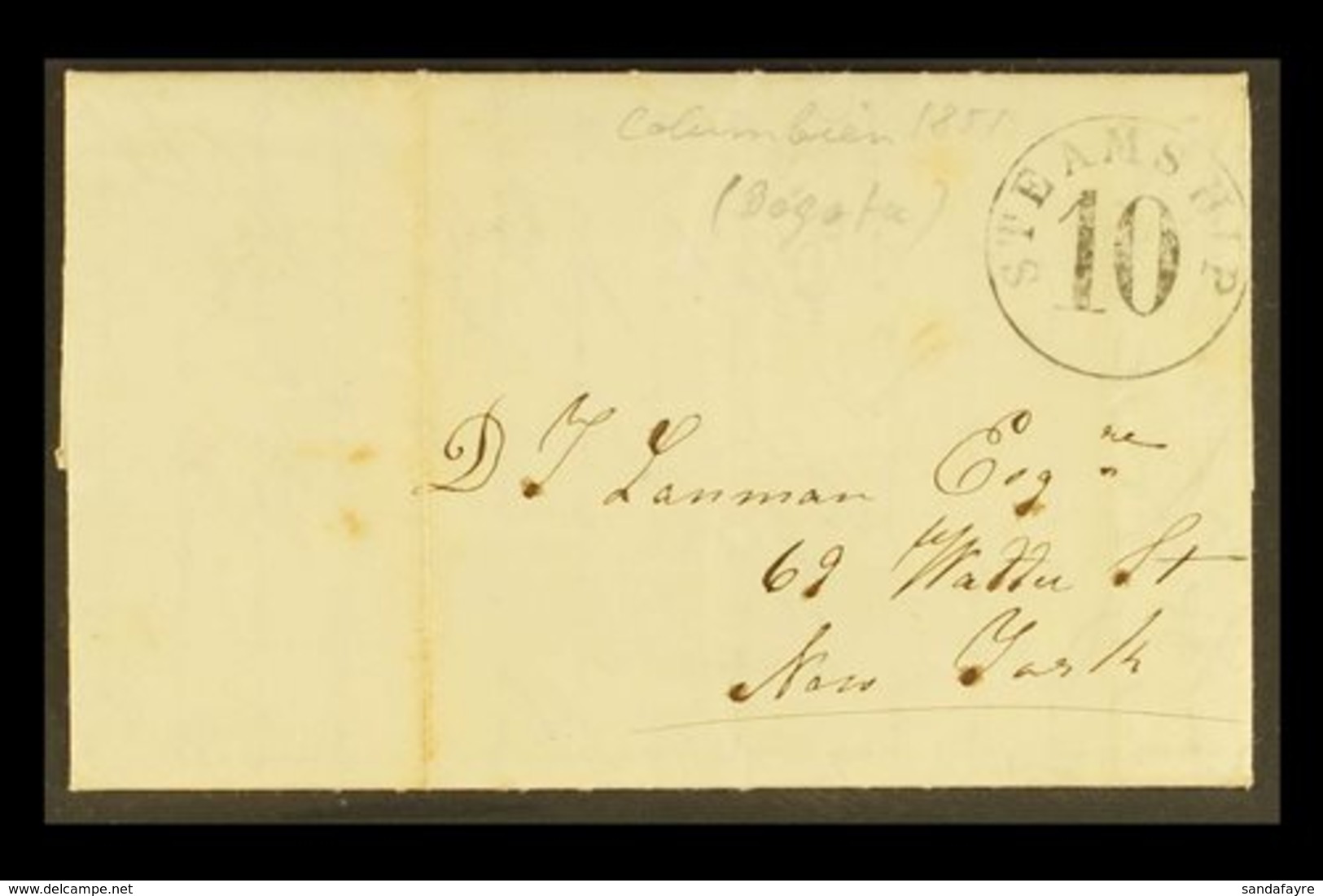 1851 (14 Aug) Entire Letter From Bogota To New York With A Lengthy Personal Message Written In English, Mentioning The T - Colombia
