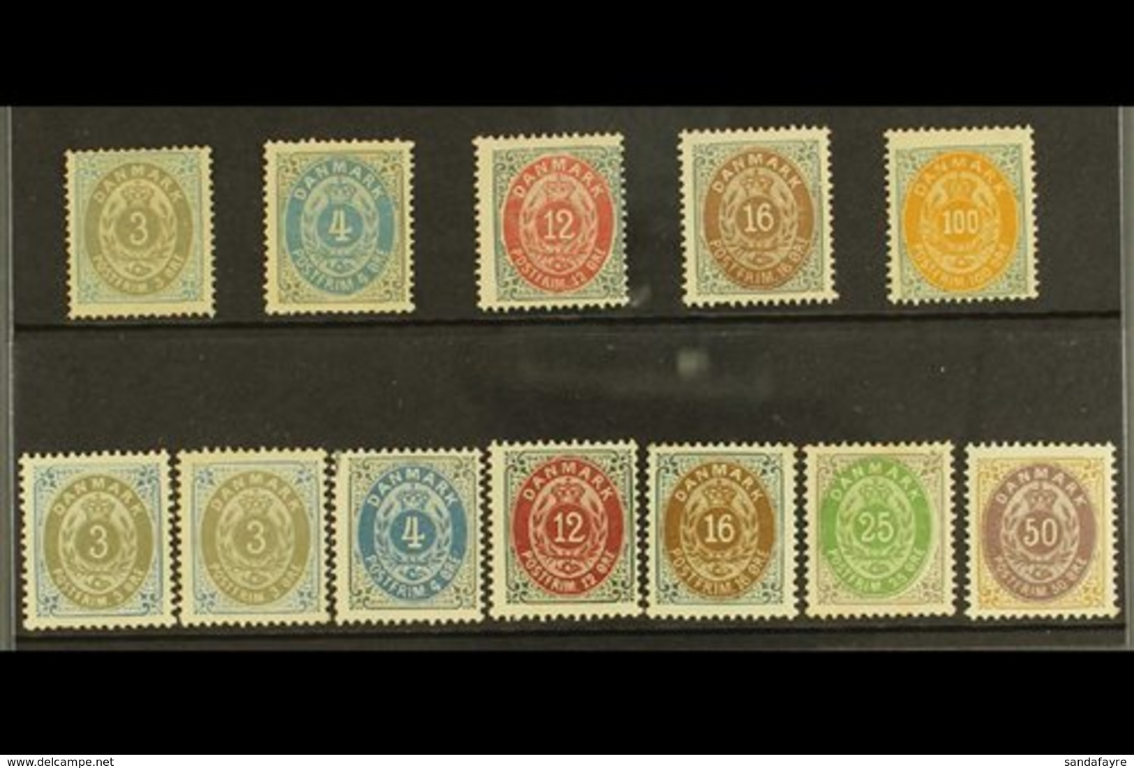 1875-1898 MINT NUMERALS New Currency 'Numeral' Selection Comprising Perf 14 X 13½ 3ore, 4ore & 100ore (normal Frame) Plu - Other & Unclassified