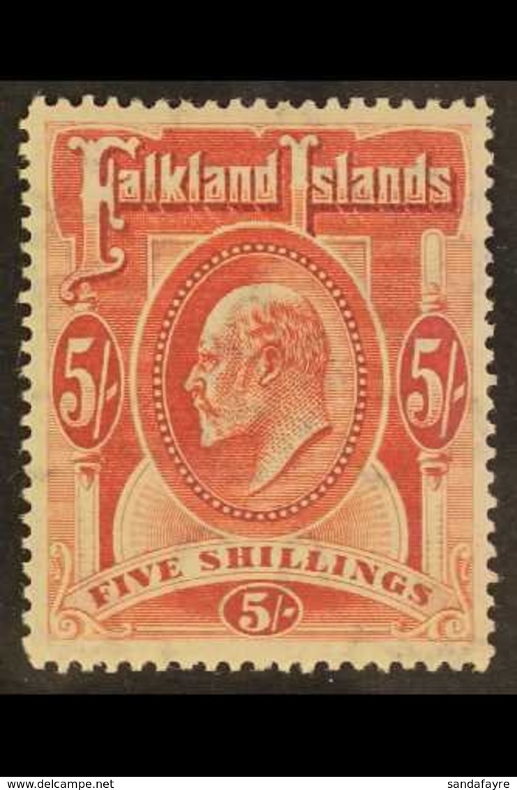 1904-12 KEVII 5s Red, SG 50, Very Fine Mint. For More Images, Please Visit Http://www.sandafayre.com/itemdetails.aspx?s= - Islas Malvinas