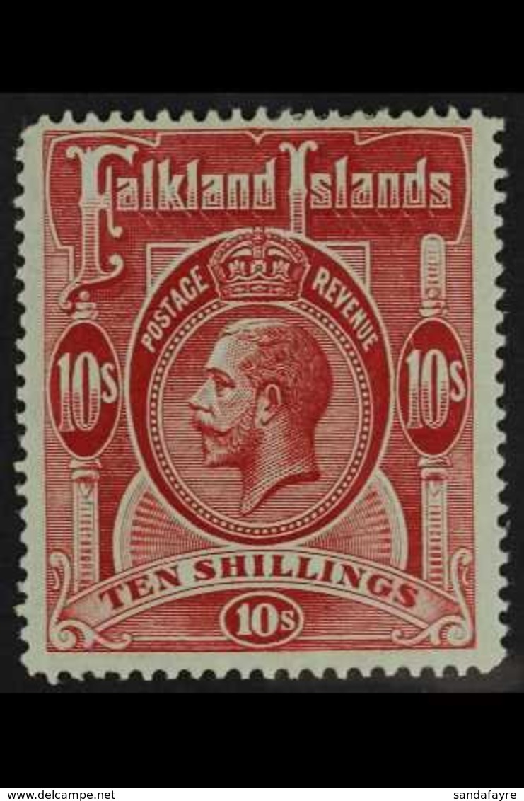 1912 10s Red On Green, Geo V, SG 68, Very Fine Mint. For More Images, Please Visit Http://www.sandafayre.com/itemdetails - Islas Malvinas