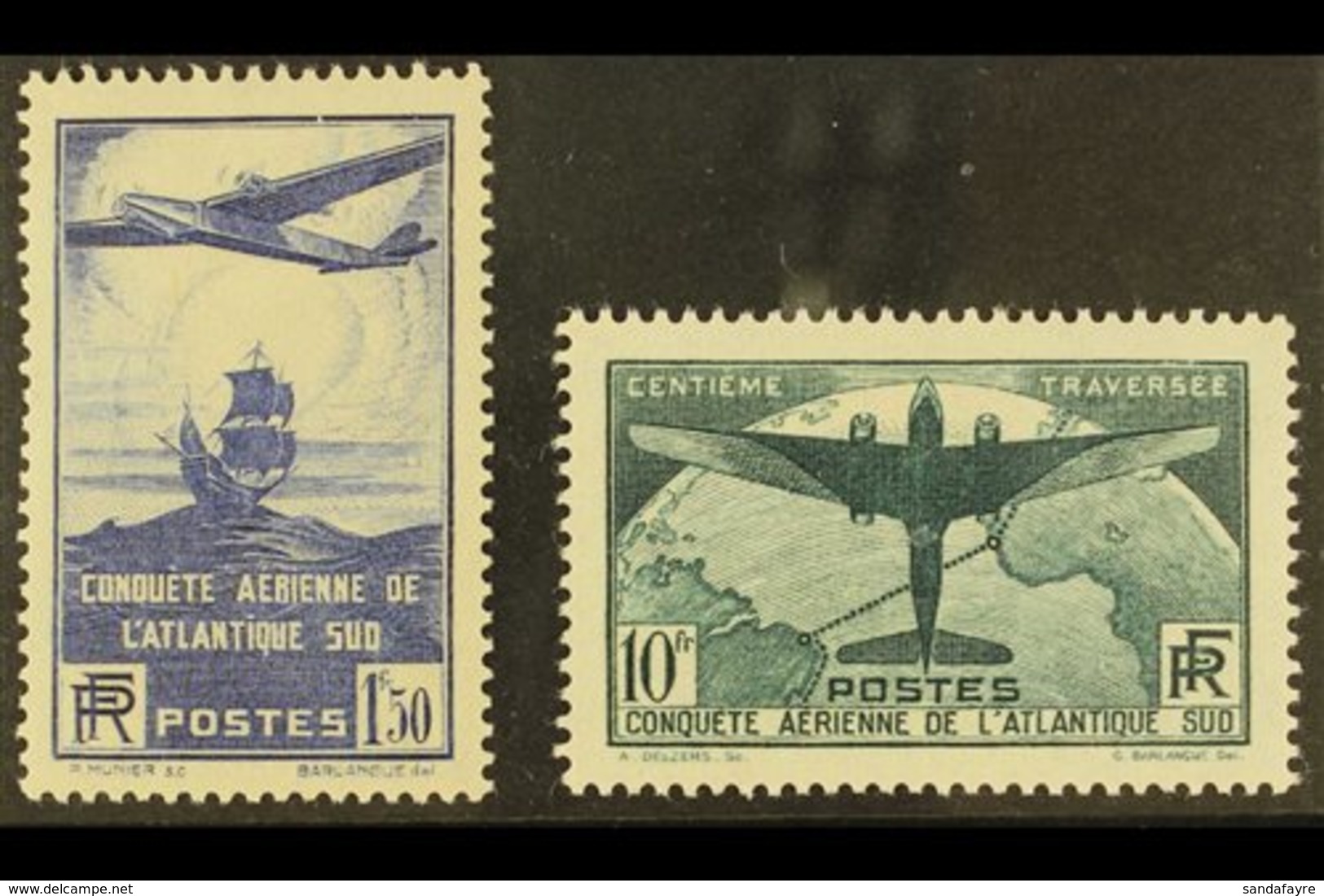 1936 100th Flight Between France And South America Complete Set (SG 553/54, Yvert 320/21), Very Fine Mint, Fresh. (2 Sta - Autres & Non Classés