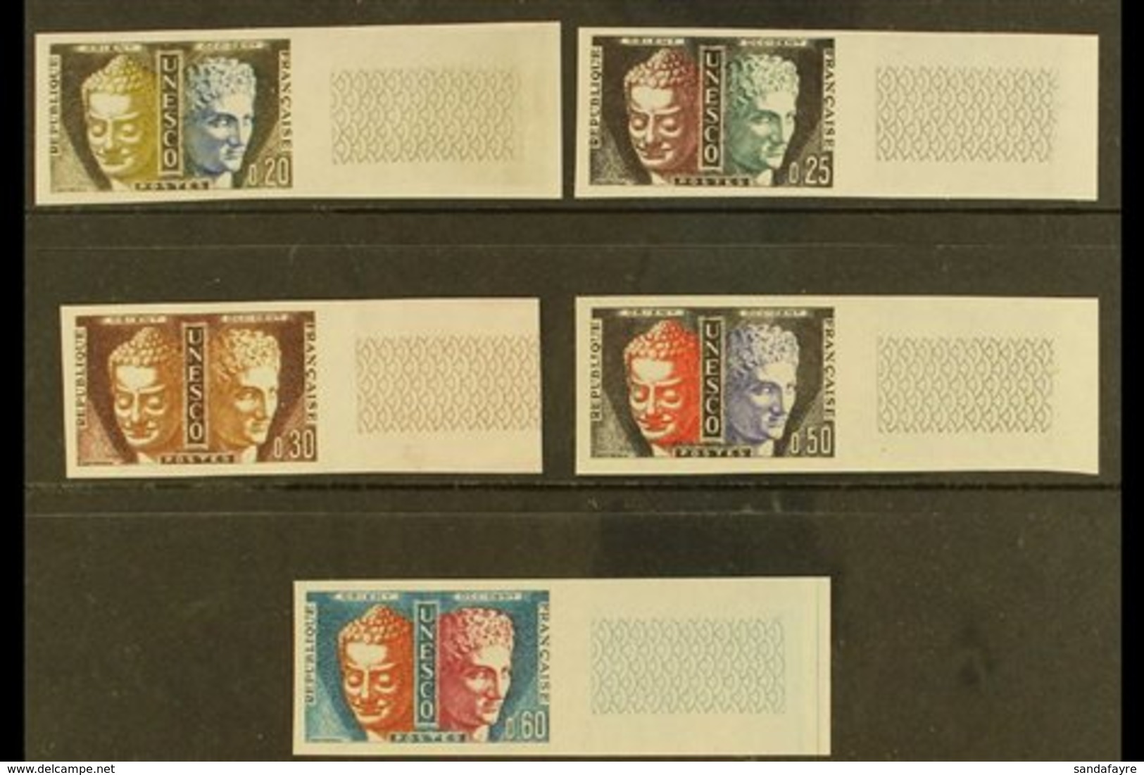 OFFICIALS UNESCO 1961-65 Complete IMPERF Set (as Yvert 22/26, SG U1/U5), Very Fine Never Hinged Mint Matching Marginal E - Otros & Sin Clasificación