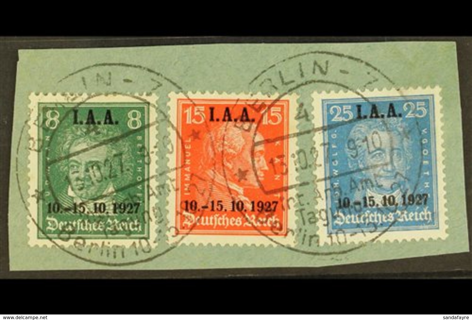1927 "I.A.A." International Labour Organization Overprints Complete Set (Michel 407/09, SG 421/23), Superb Used On Piece - Other & Unclassified