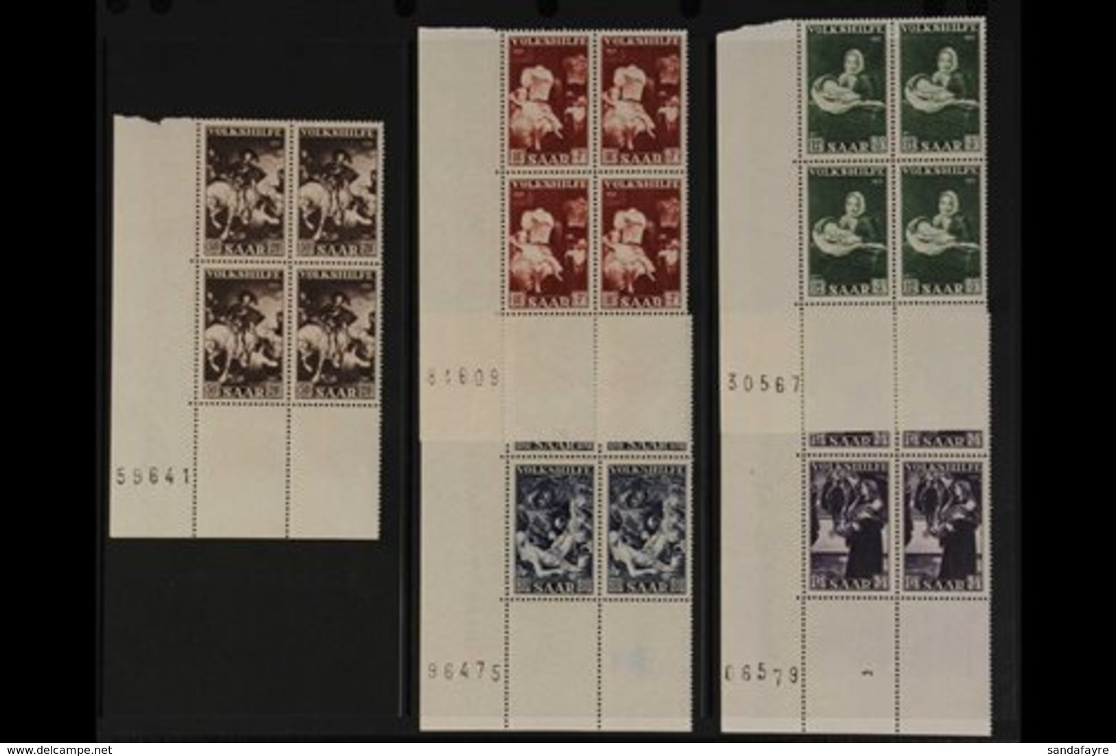 1951 Relief Fund Set (Mi 309/13) In Matching CORNER BLOCKS OF FOUR, Very Fine Mint, The Two Lower Stamps In Each Block N - Other & Unclassified