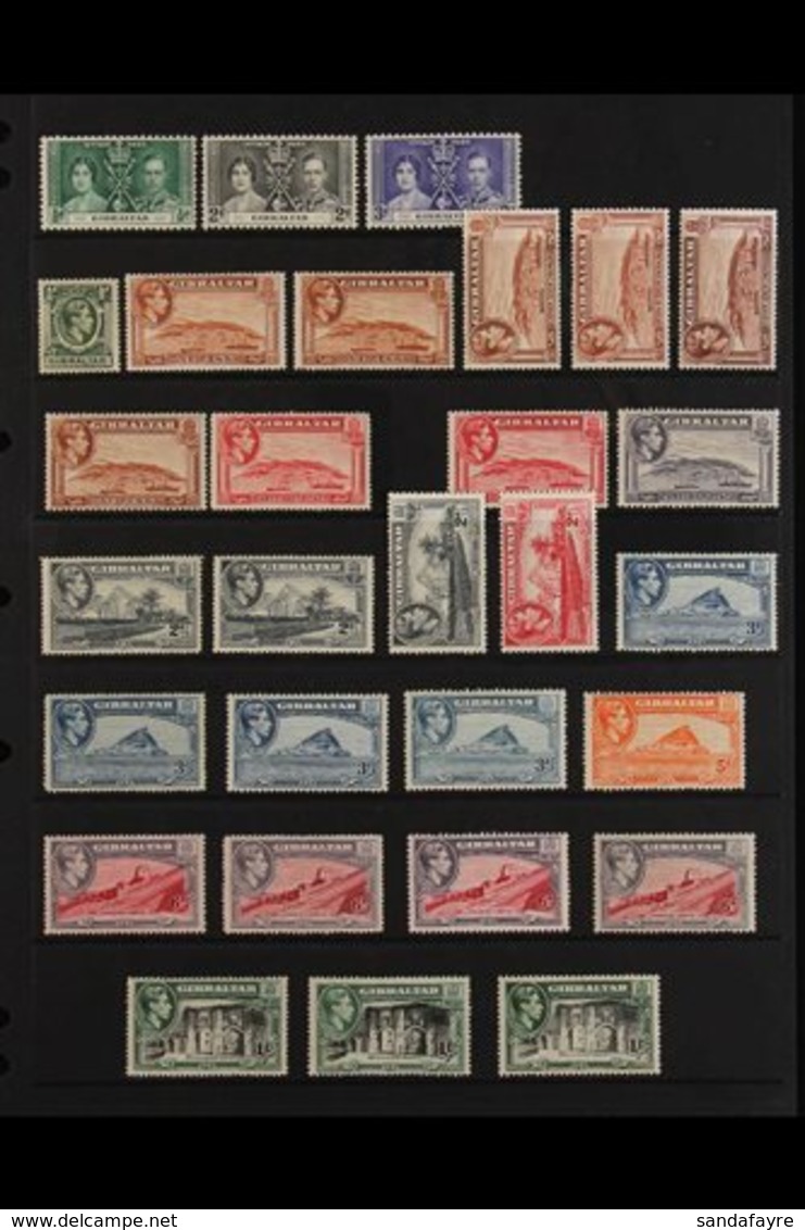 1937-52 EXTENSIVE KGVI MINT / NHM COLLECTION Presented On A Pair Of Stock Pages, Virtually Complete For The "Basic" 1938 - Gibraltar
