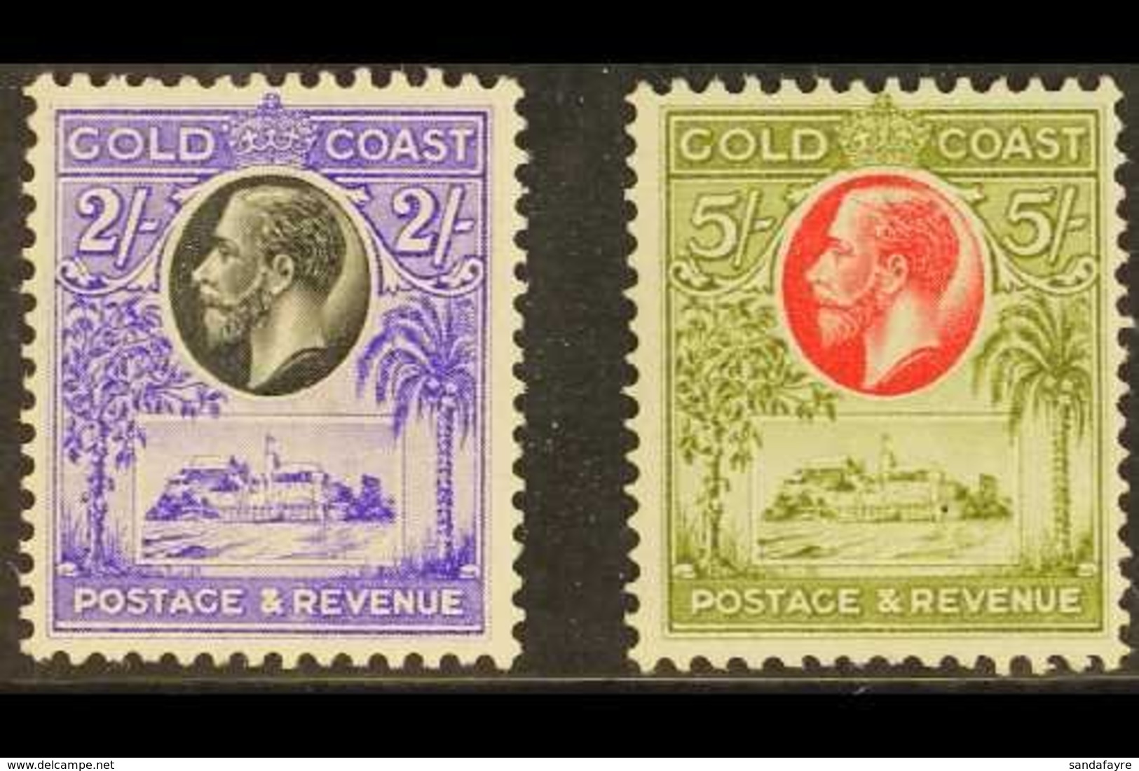 1928 Christiansborg Castle 2s & 5s, SG 111/12, Fine Mint (2 Stamps) For More Images, Please Visit Http://www.sandafayre. - Costa D'Oro (...-1957)