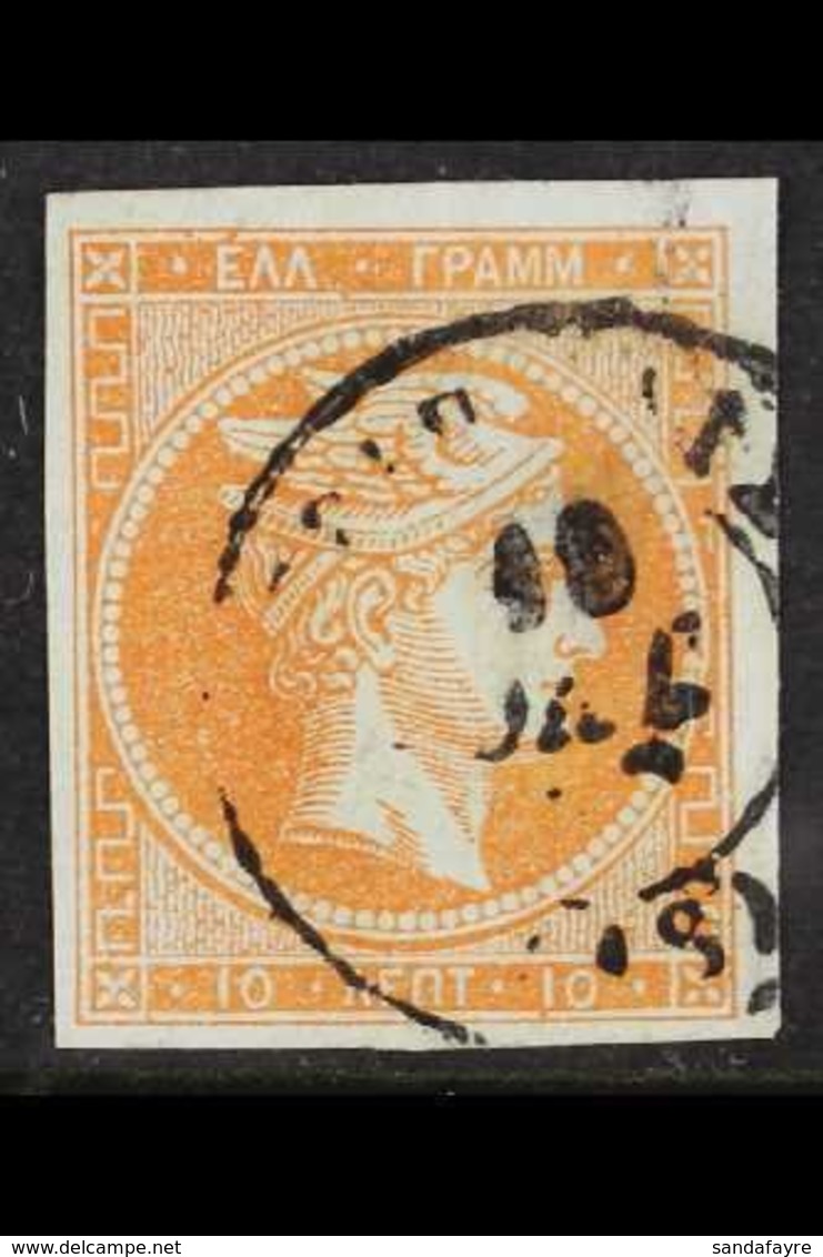 1867-69 VARIETY. 10L Red-orange Large Hermes Head With EACH DIGIT INVERTED Variety, Hellas 26Nc, Fine Used With 4 Large  - Otros & Sin Clasificación