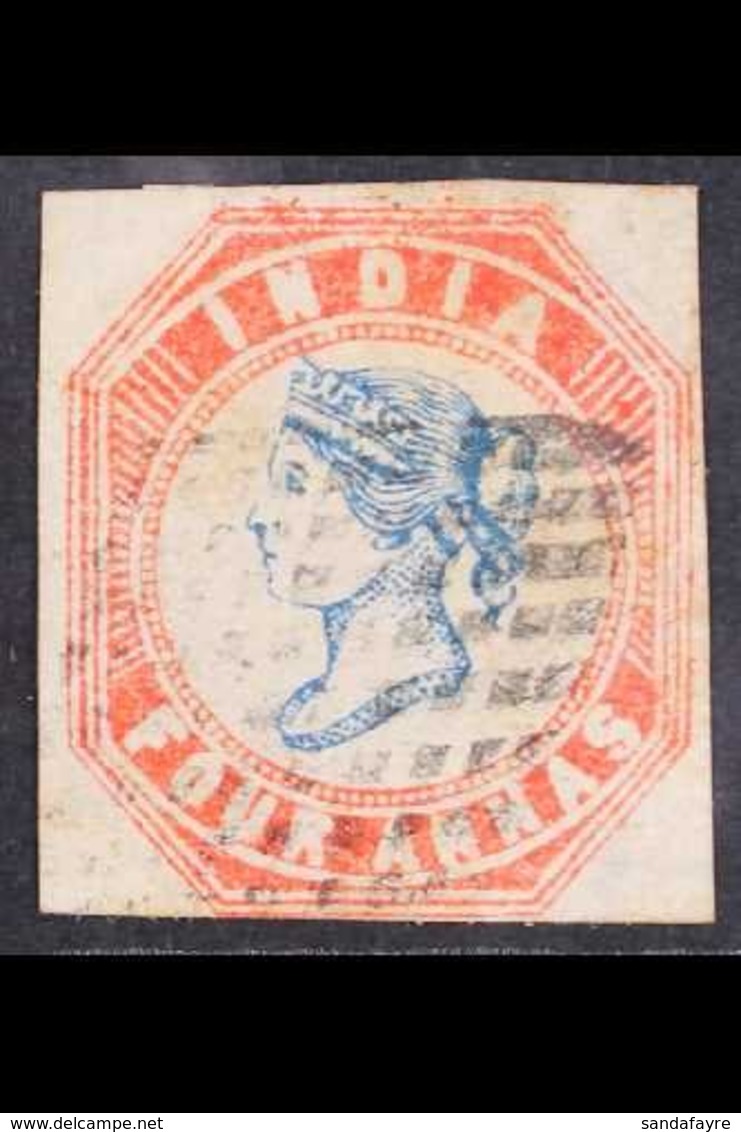 1854 4a Blue And Red With Head Die IIIA And Frame Die I, SG 21b, Fine Used With 4 Close To Good Margins. The Scarcest Of - Other & Unclassified