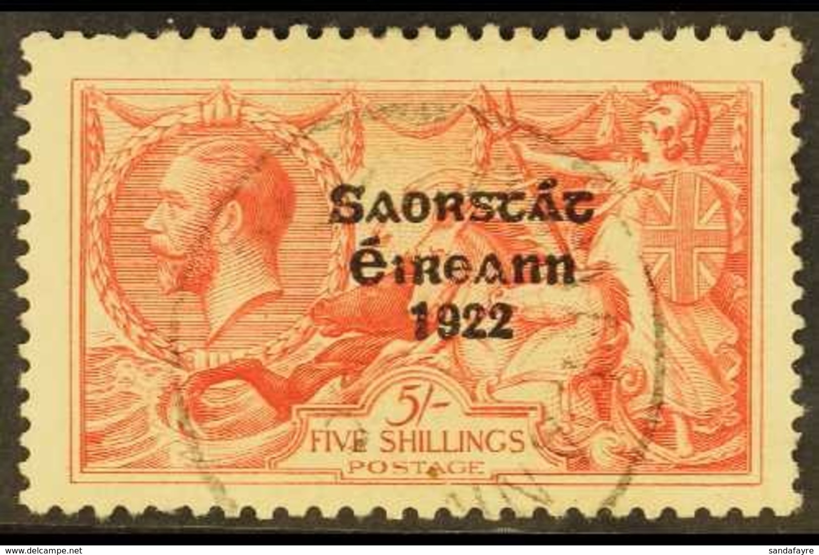 1925-28 5s Rose-carmine Seahorse, Narrow Date, SG 84, Fine Central Cds Used.  For More Images, Please Visit Http://www.s - Other & Unclassified