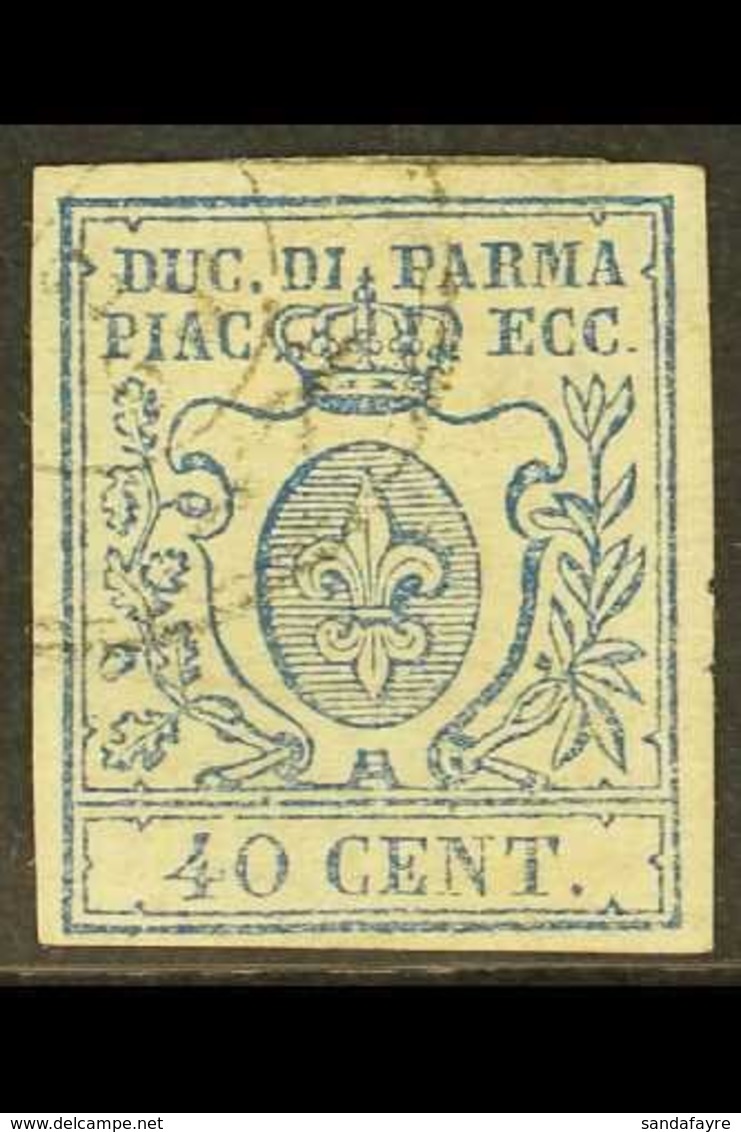 PARMA 1859 40c Blue, Imperf, SG 21, Fine Used, Four Margins, Pressed Horizontal Crease, SG Cat.£650. For More Images, Pl - Unclassified