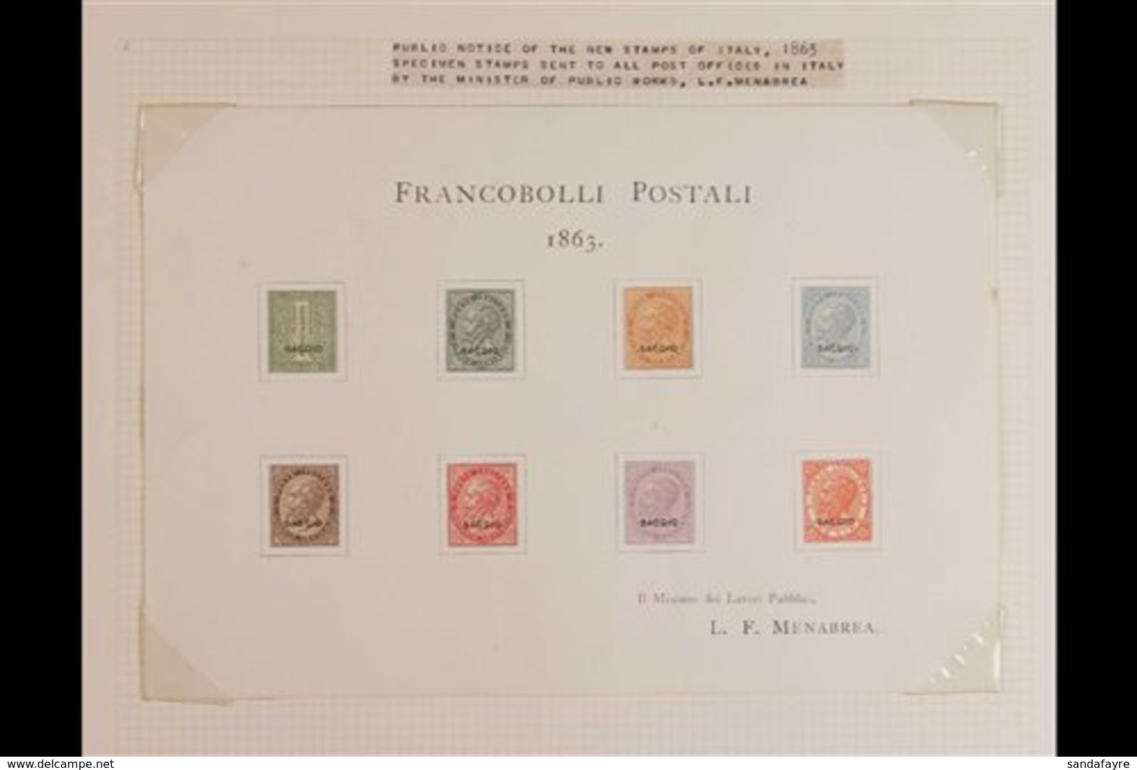 1863 SPECIALISED VICTOR EMANUEL II COLLECTION Fabulous Collection Starting With The Menabrea Proof Sheet With The Comple - Non Classificati